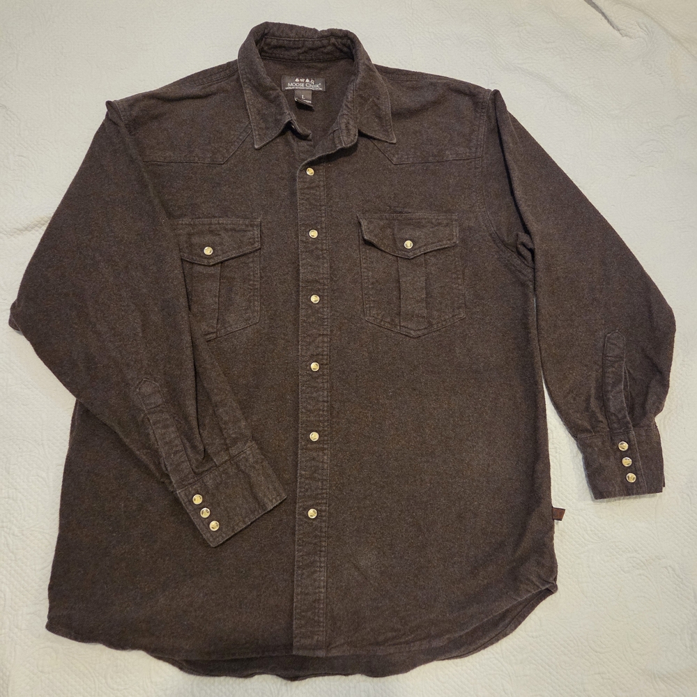Men's Button-Up Long Sleeve Shirt in Dark Brown